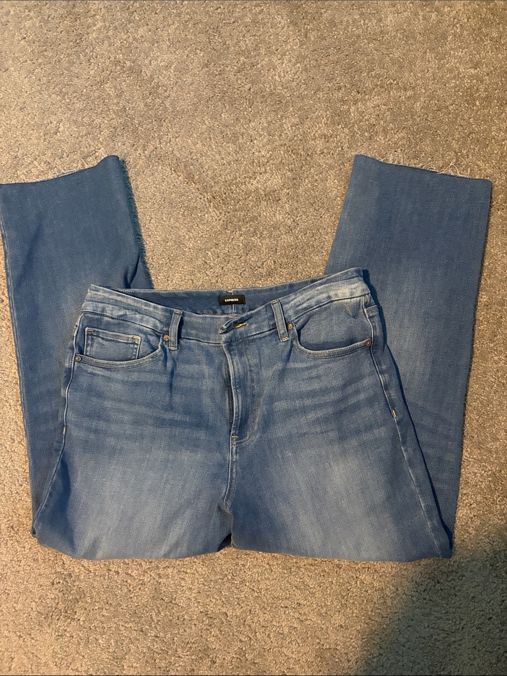 Express Flexx hyper stretch Straight Leg ankle high rise jeans L 12 14 16